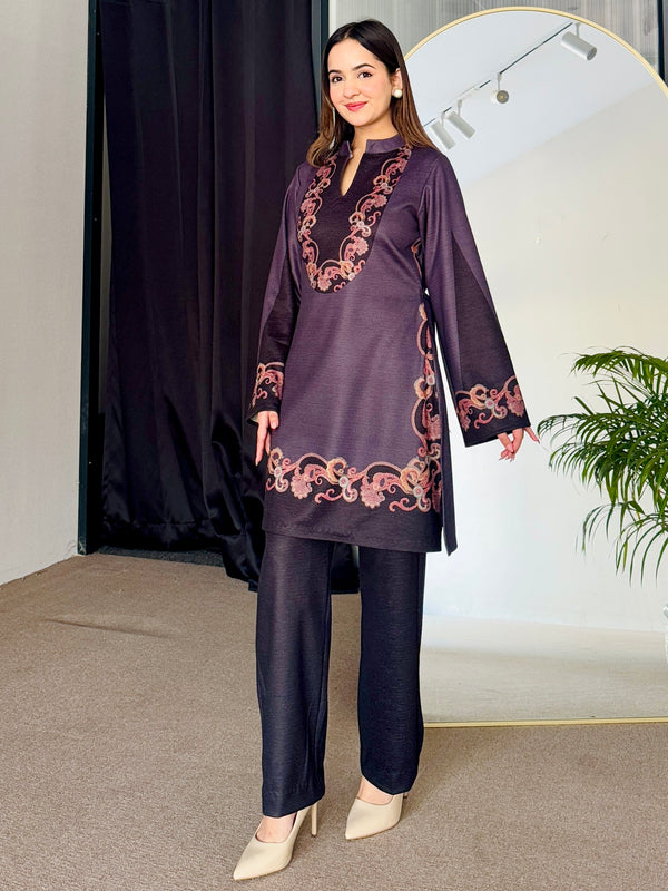 Midnight Mirage Woollen Kurta Set