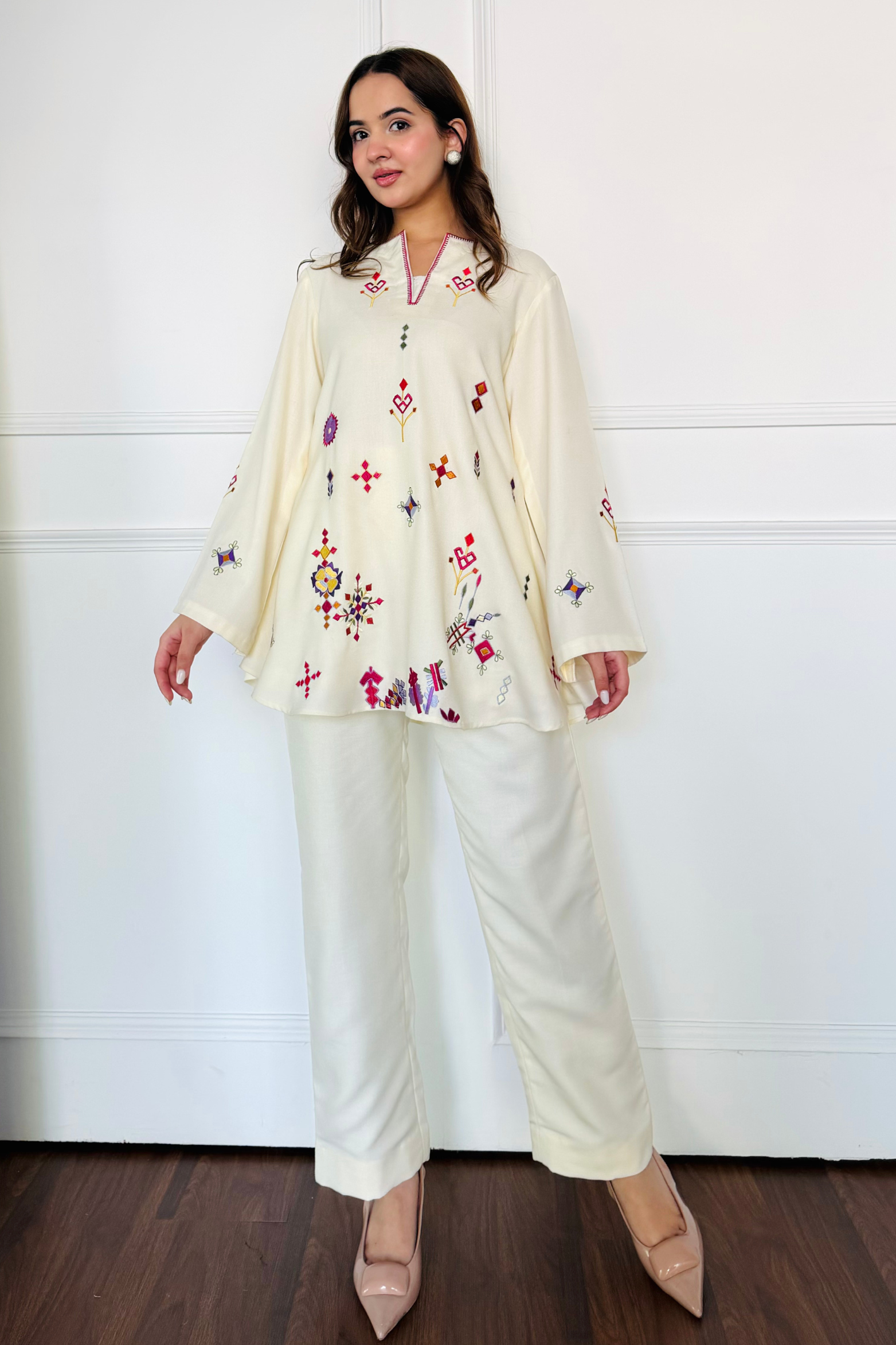 Ivory Embroidered Kurta Set