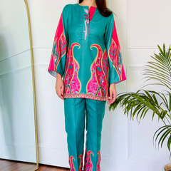 Pink & Green Festive Kurta Set