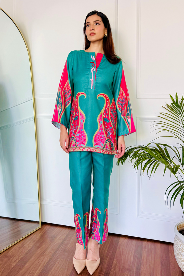 Pink & Green Festive Kurta Set