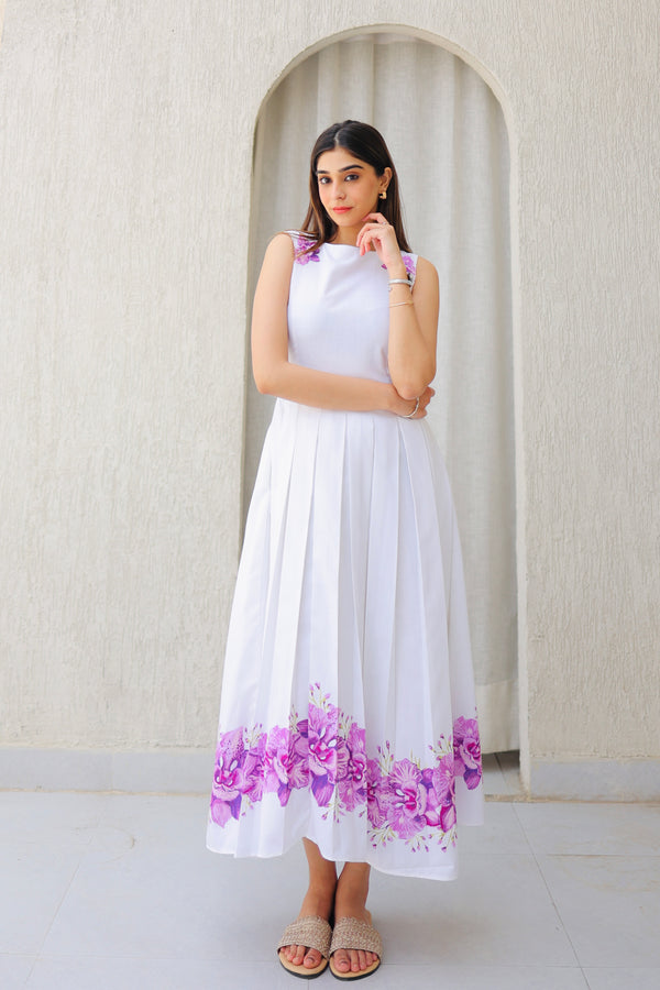 White & Pink Floral Summer Dress