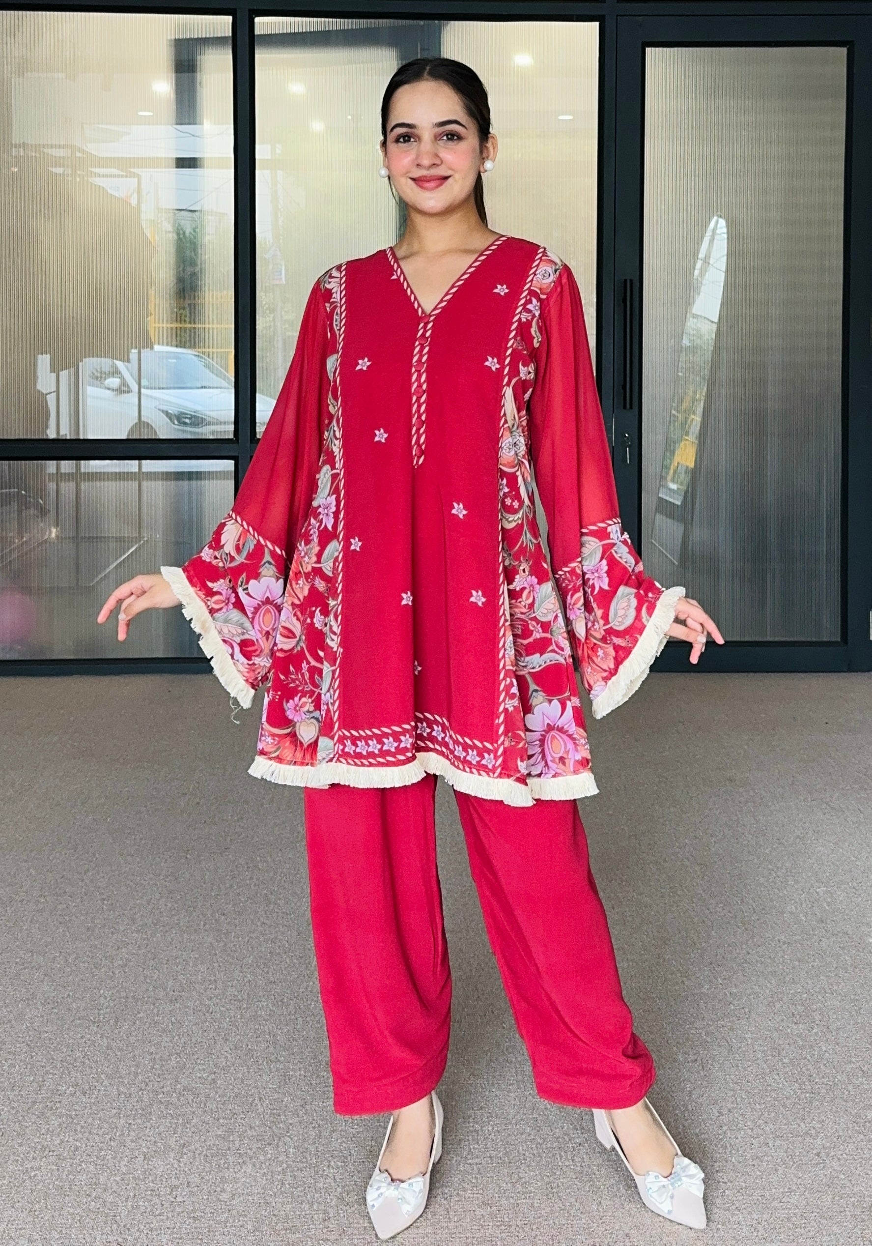 Red Festive Kurta Set