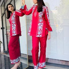 Red & Blue Festive Kurta Set