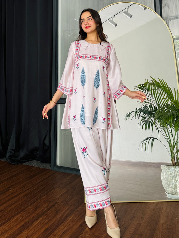 Pink Petal Bloom Kurta Set