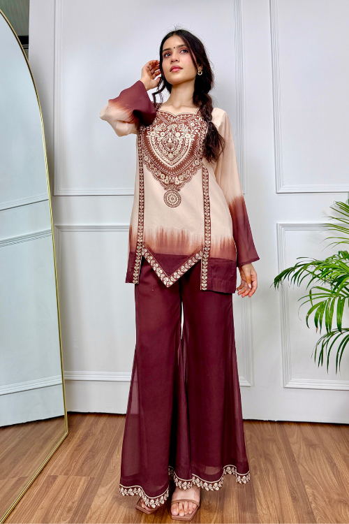 Mocha Mirage Ombre Kurta Set