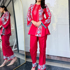 Red & Blue Festive Kurta Set