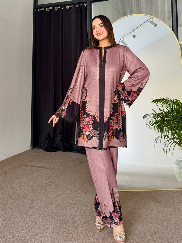 Pink Blossom Winter Kurta Set