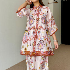 Pastel Ikkat Festive Kurta Set