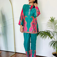 Pink & Green Festive Kurta Set