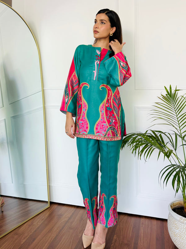 Pink & Green Festive Kurta Set