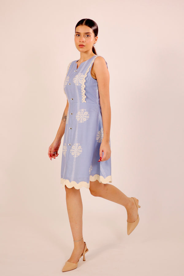Blue Azure Embroidered Dress