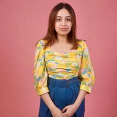 Sunny Print Pleated Summer Top