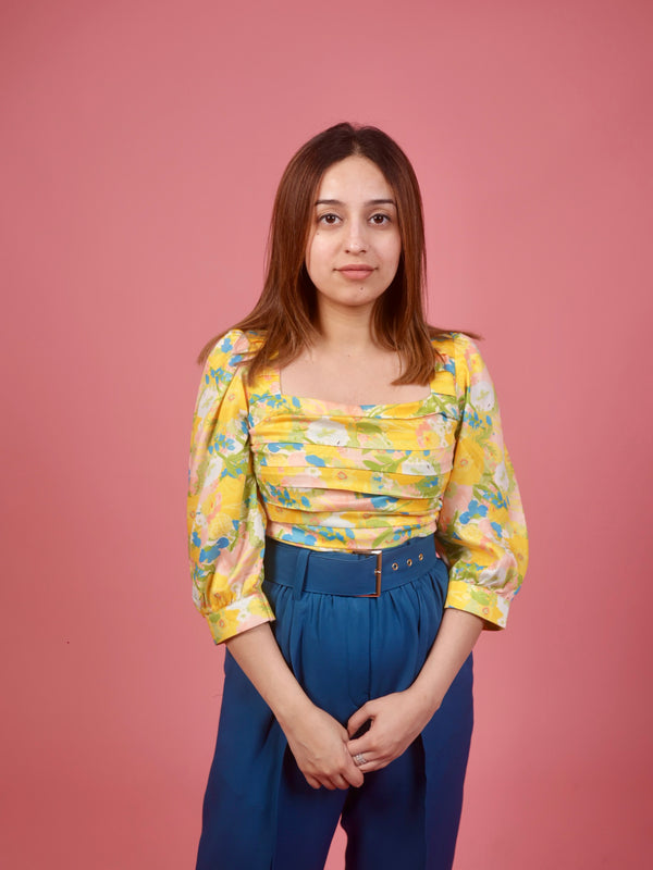 Sunny Print Pleated Summer Top