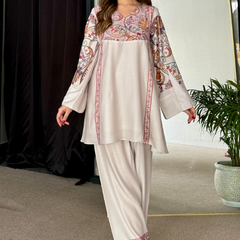 Samaira Pastel Pashmina Winter Kurta Set