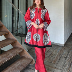 Stunner Red Pakistani Kurta Set