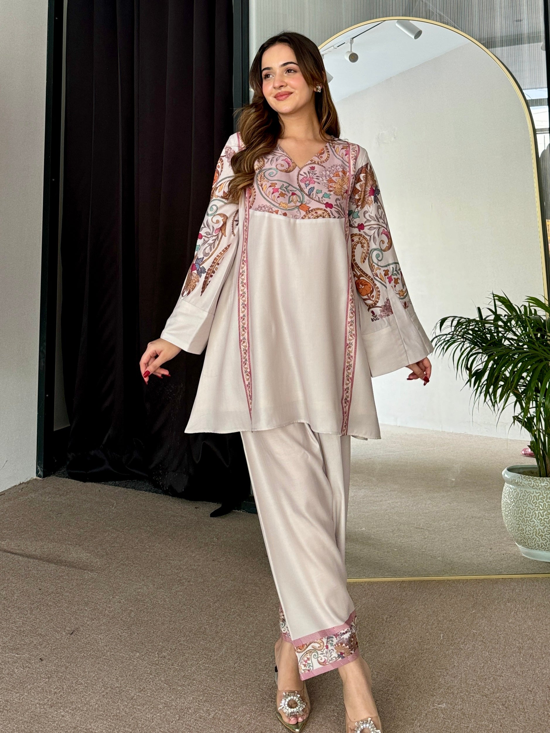 Samaira Pastel Pashmina Winter Kurta Set Pashmina Suits For Women