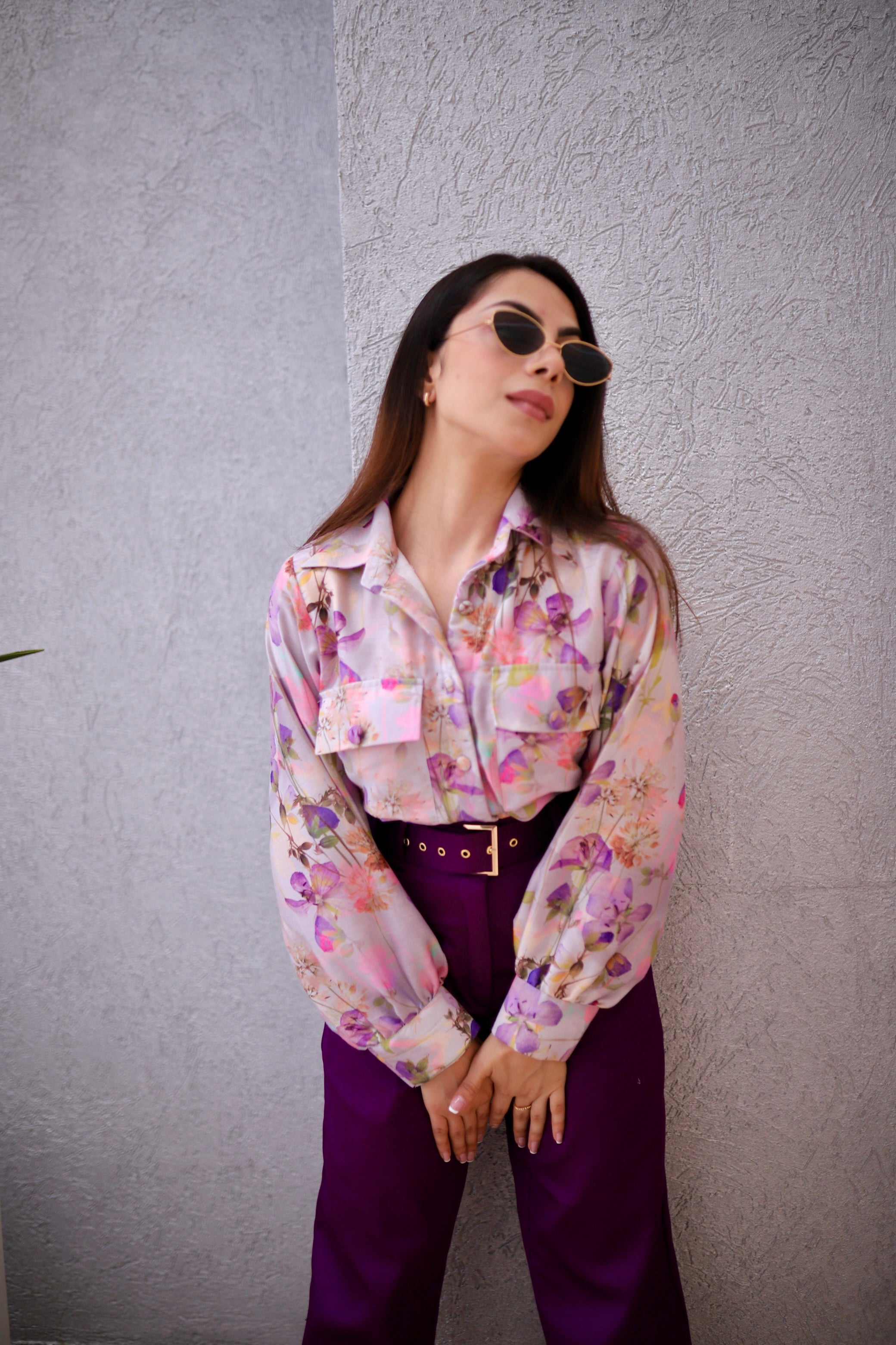Formal Purple Print Shirt