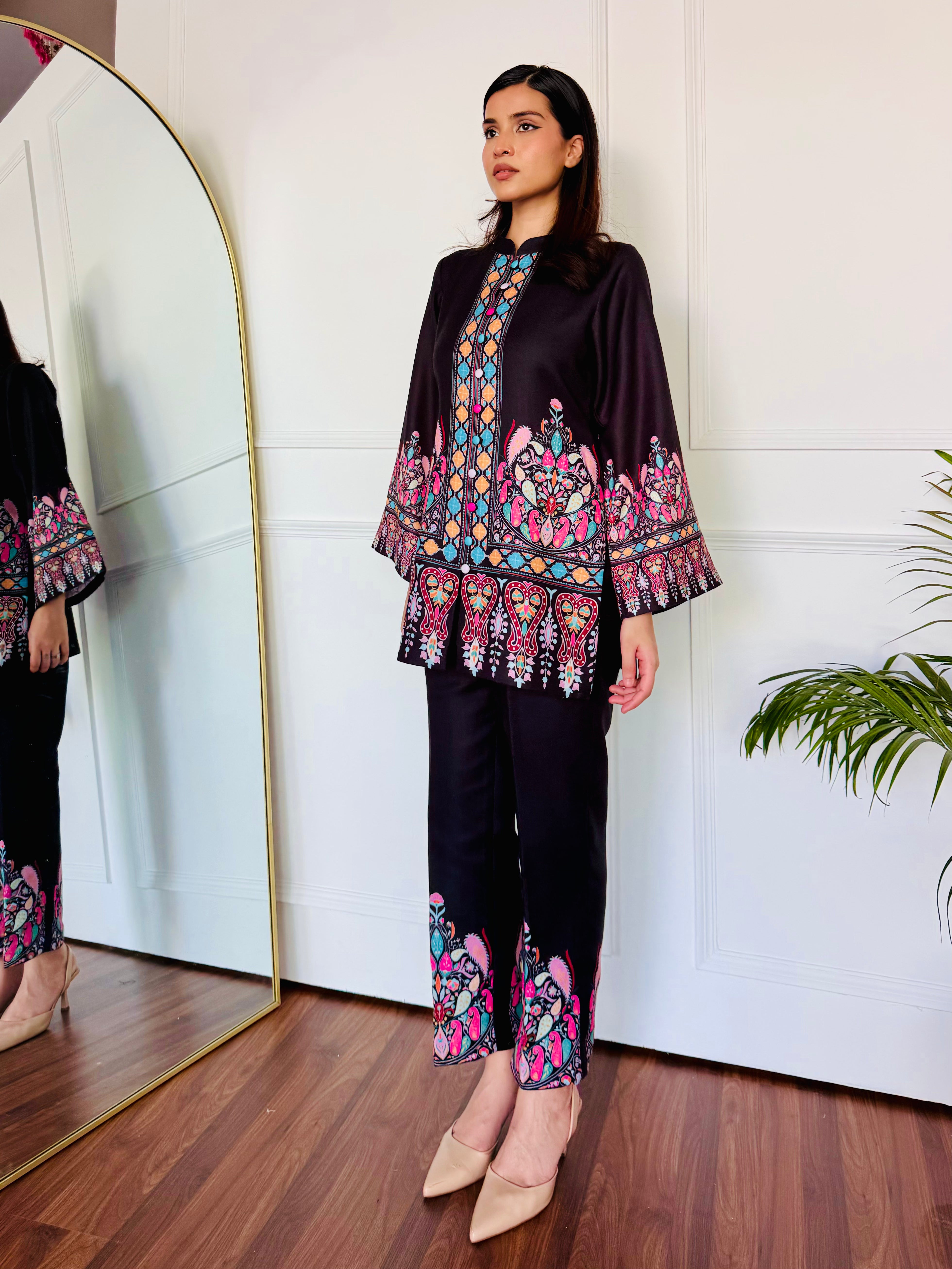 Colorful Black Kurta Set