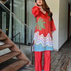 Tropical Red Kurta Set
