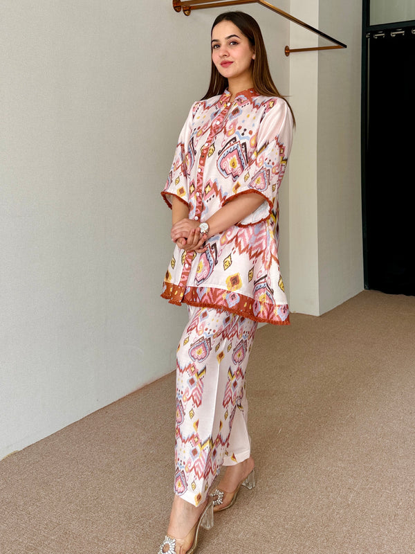 Pastel Ikkat Festive Kurta Set