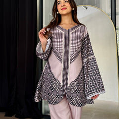 Soft Rose Pastel Winter Kurta Set