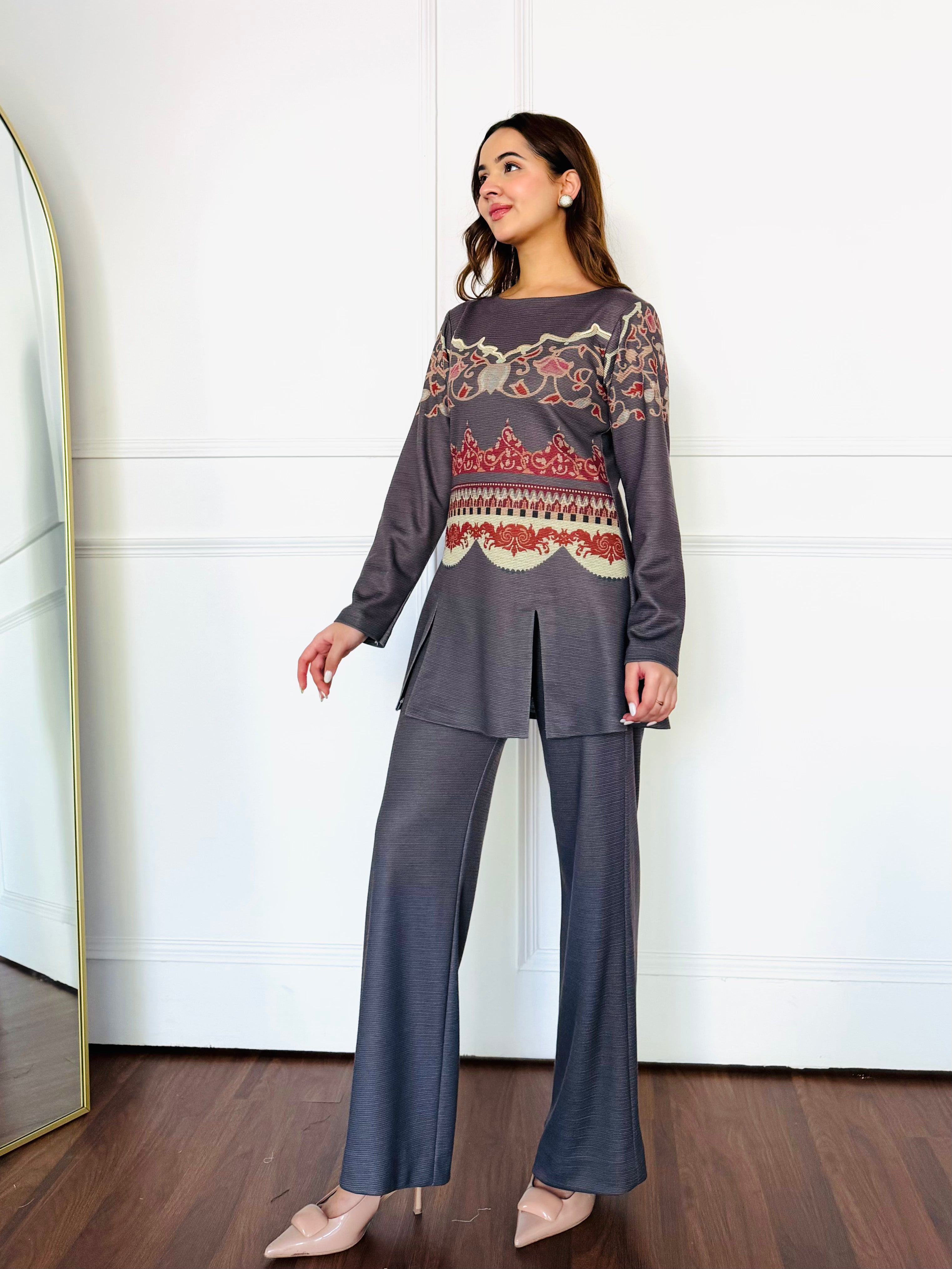 Gray Winter Woollen Co-ord Set