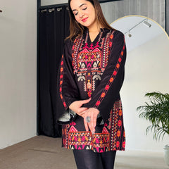 Black Winter Woollen Kurta Set