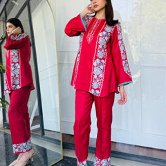 Red & Blue Festive Kurta Set