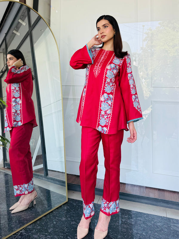 Red & Blue Festive Kurta Set