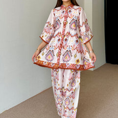 Pastel Ikkat Festive Kurta Set