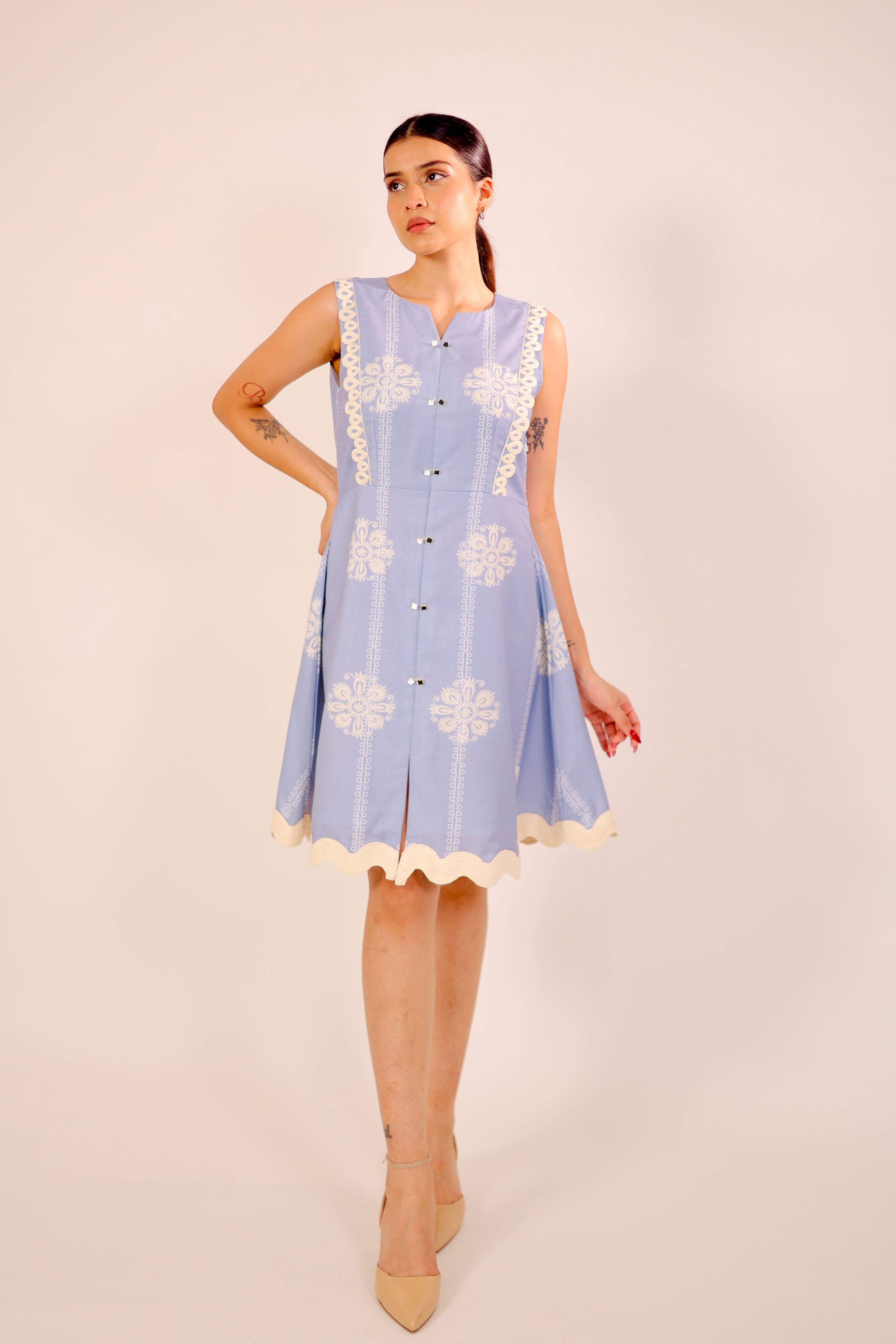 Blue Azure Embroidered Dress