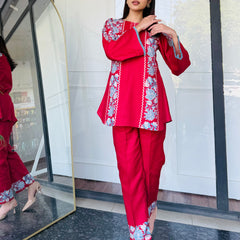 Red & Blue Festive Kurta Set