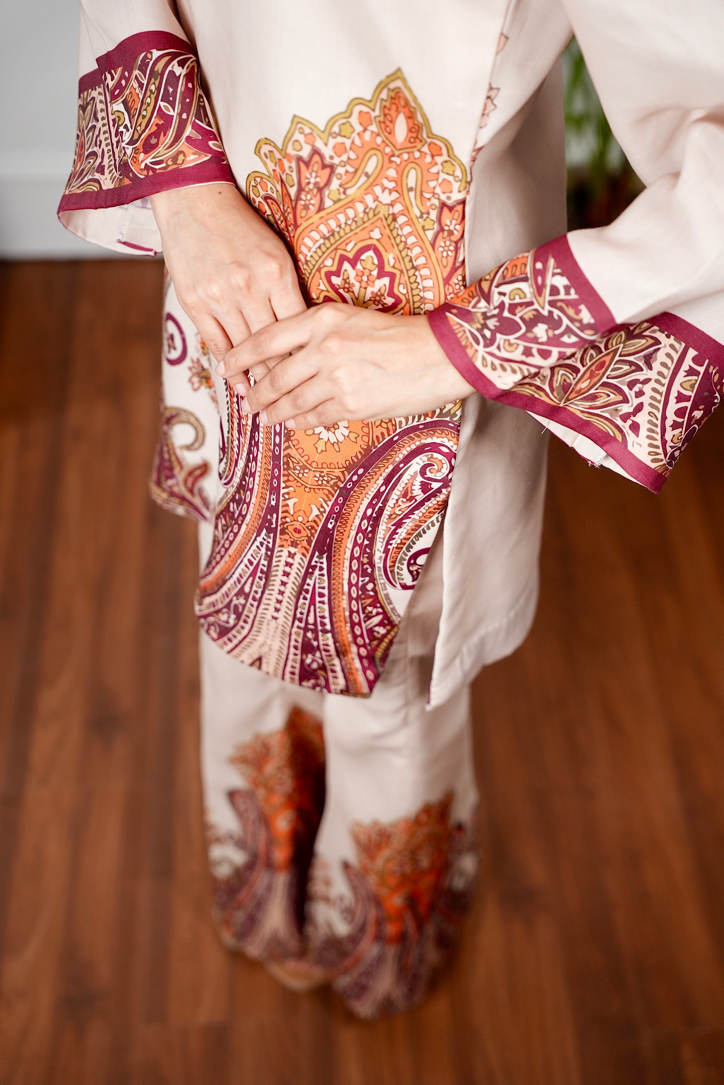 Zar Beige Paisley Kurta Set