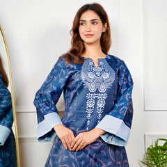 Two Tone Blue Paisley Kurt Set
