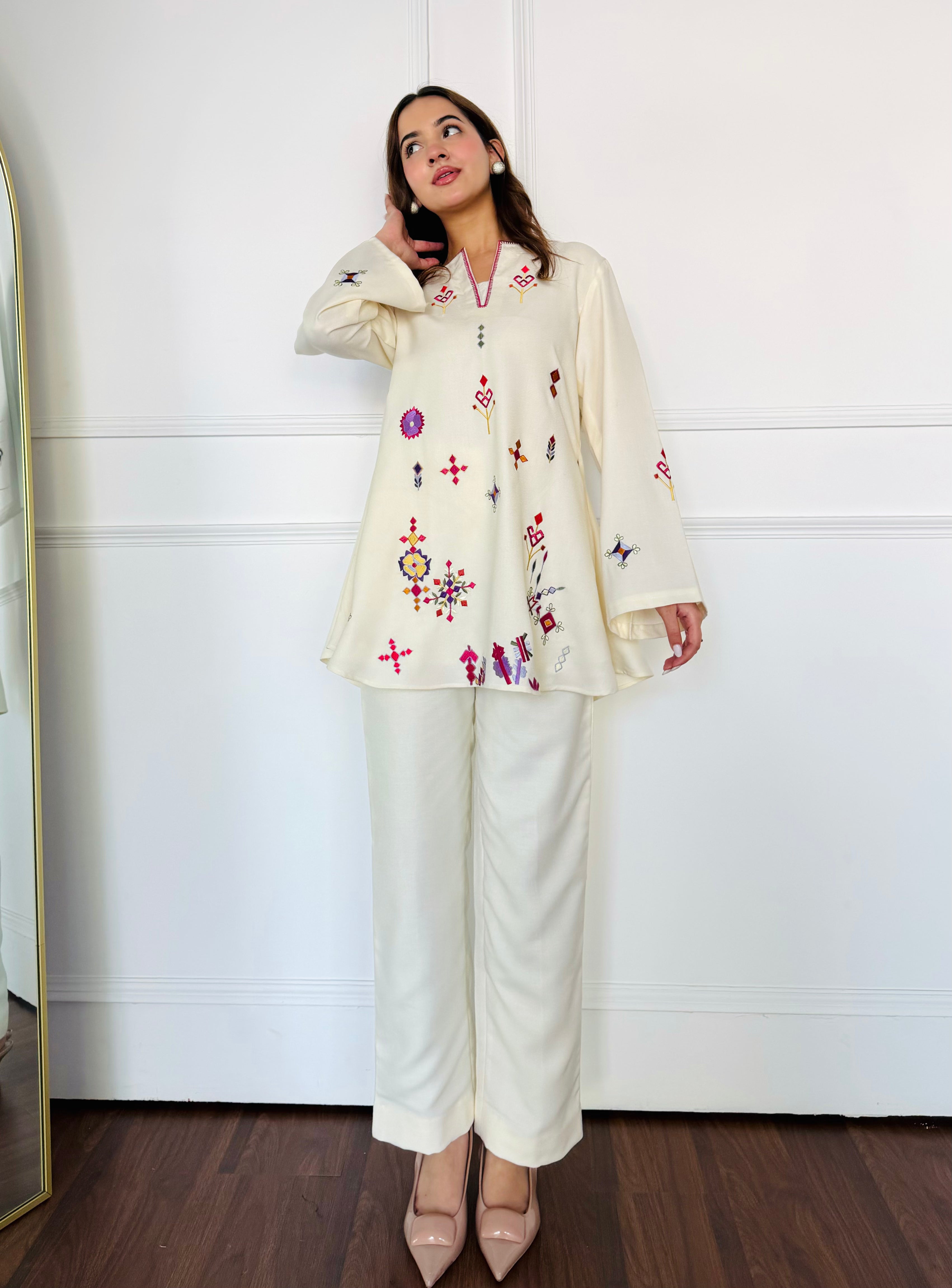 Ivory Embroidered Kurta Set