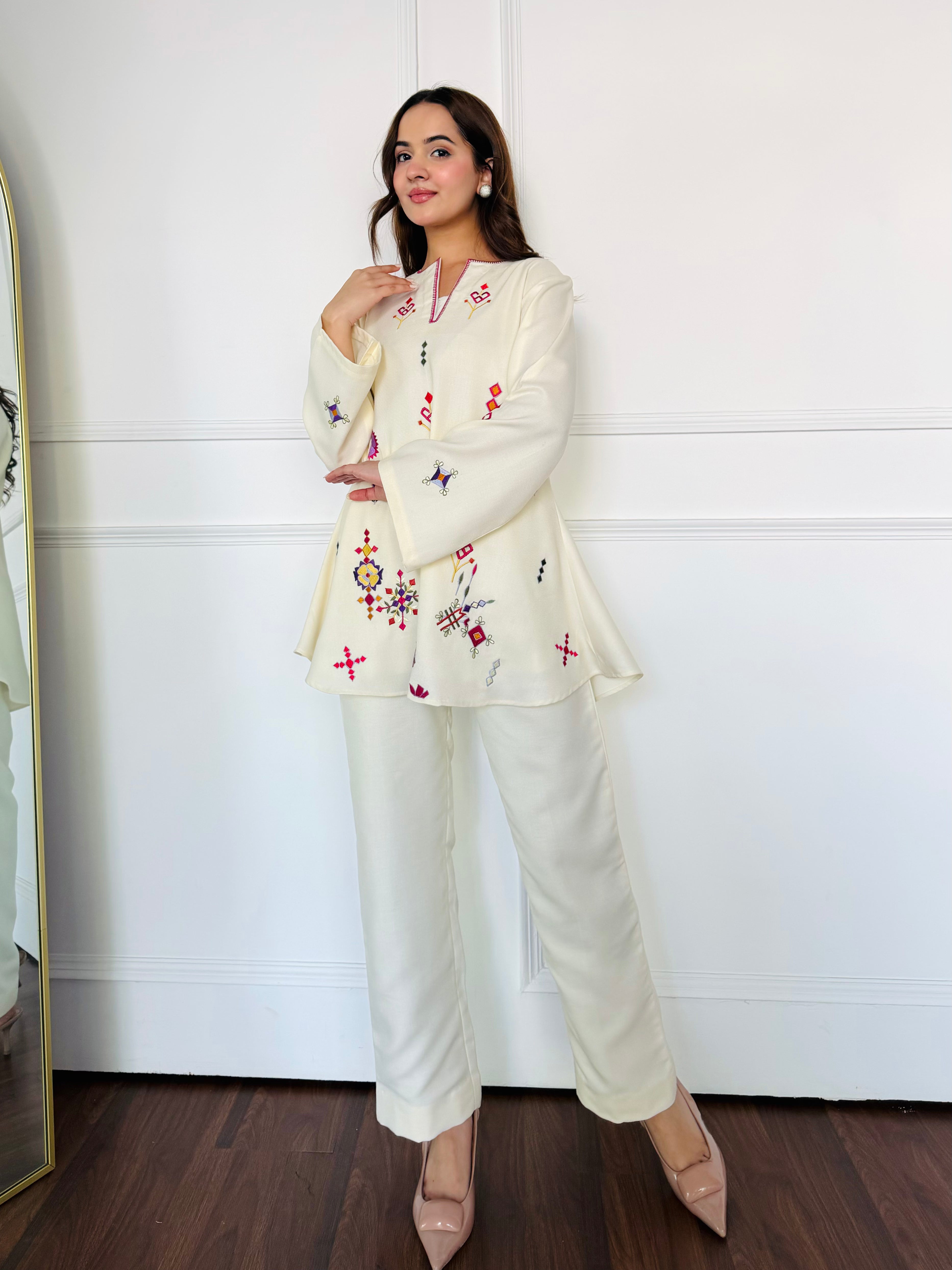 Ivory Embroidered Kurta Set
