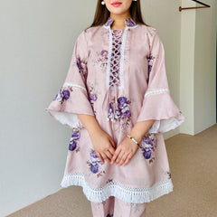 Mahira Beige Floral Festive Kurta Set