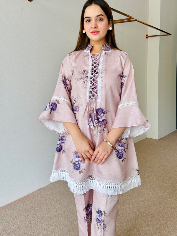 Mahira Beige Floral Festive Kurta Set