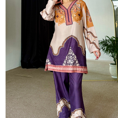 Purple Pakistani Winter Kurta Set