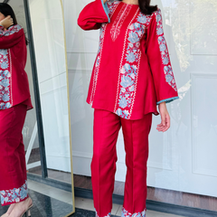 Red & Blue Festive Kurta Set