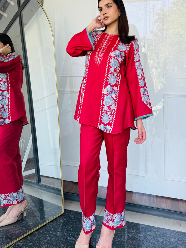Red & Blue Festive Kurta Set