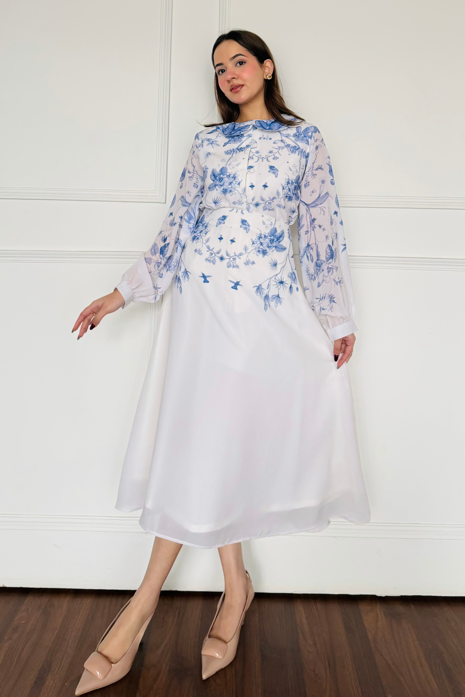 White & Blue Summer Skirt Set