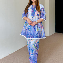 Blue Festive Schiffi Kurta Set
