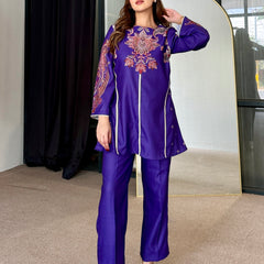 Purple Winter Pashmina Kurta Set