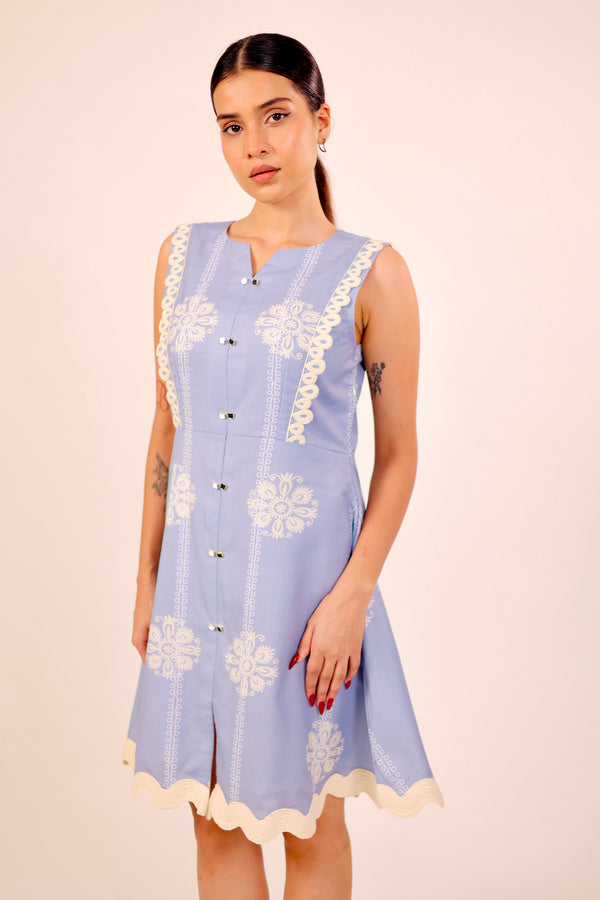 Blue Azure Embroidered Dress