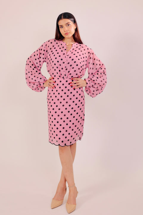 Playful Pink Polka Skirt Set