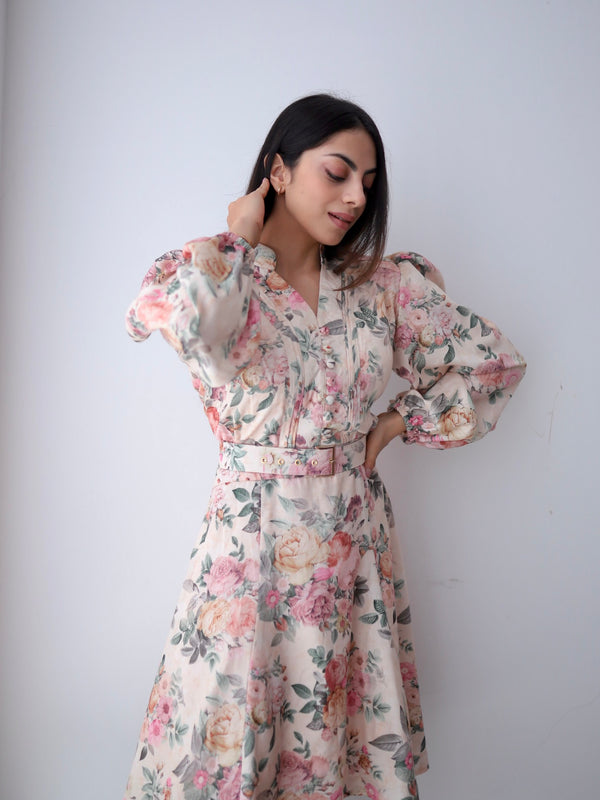 Taylor Pastel Floral Midi Dress