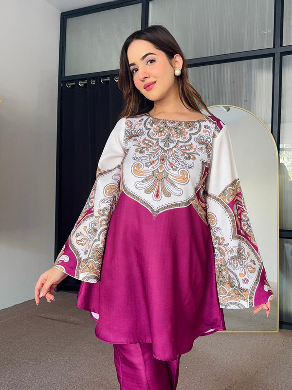 Pink Winter Kurta Set