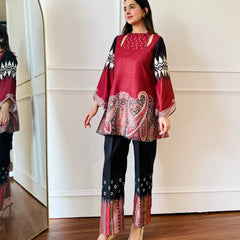 Red & black Paisley Co-ord Set