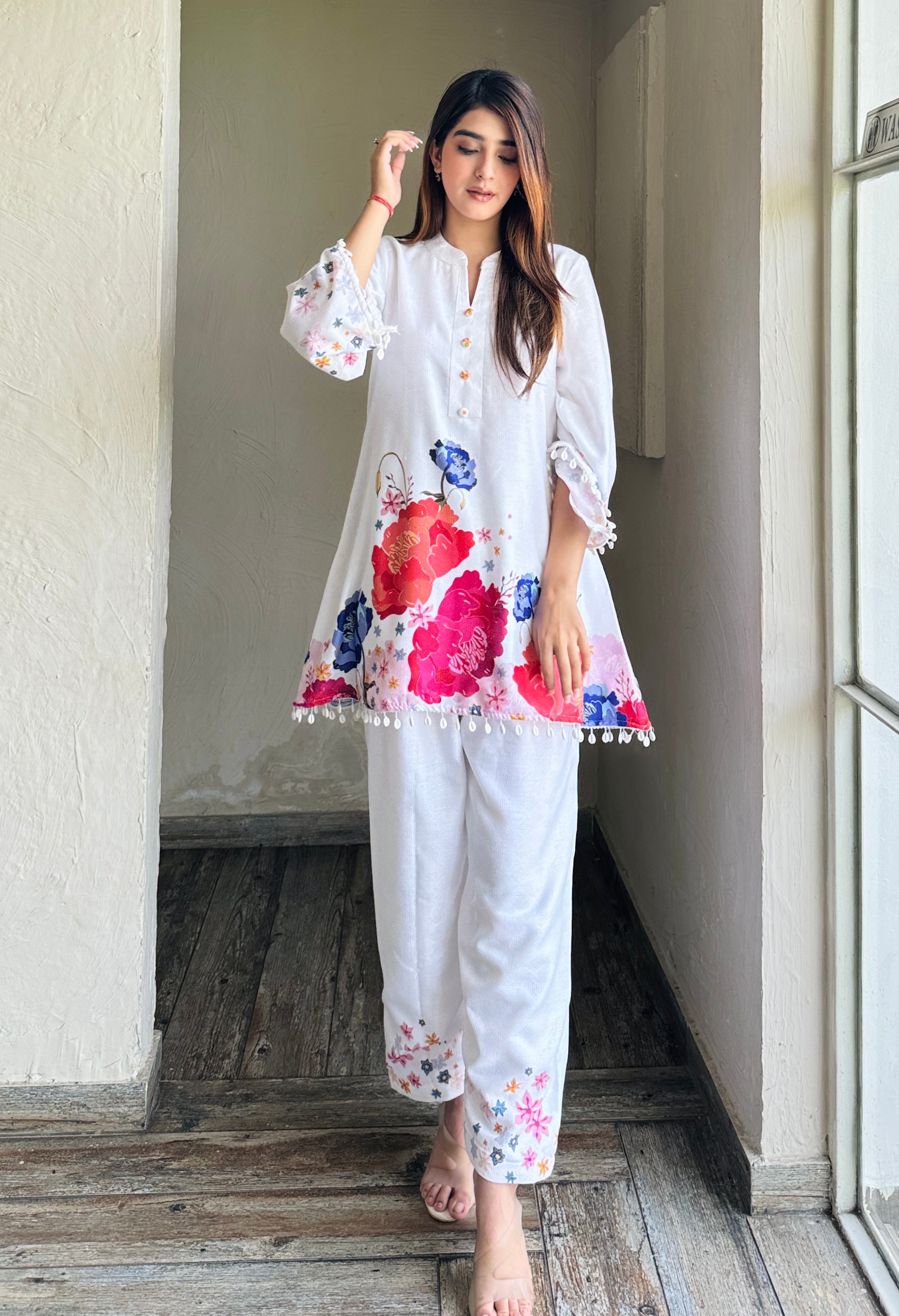 Alagi Supima Cotton White Kurta Set
